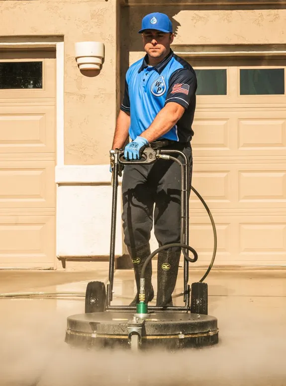 Wash Patrolman Steam Cleaning Concrete Driveway in Salt Lake City